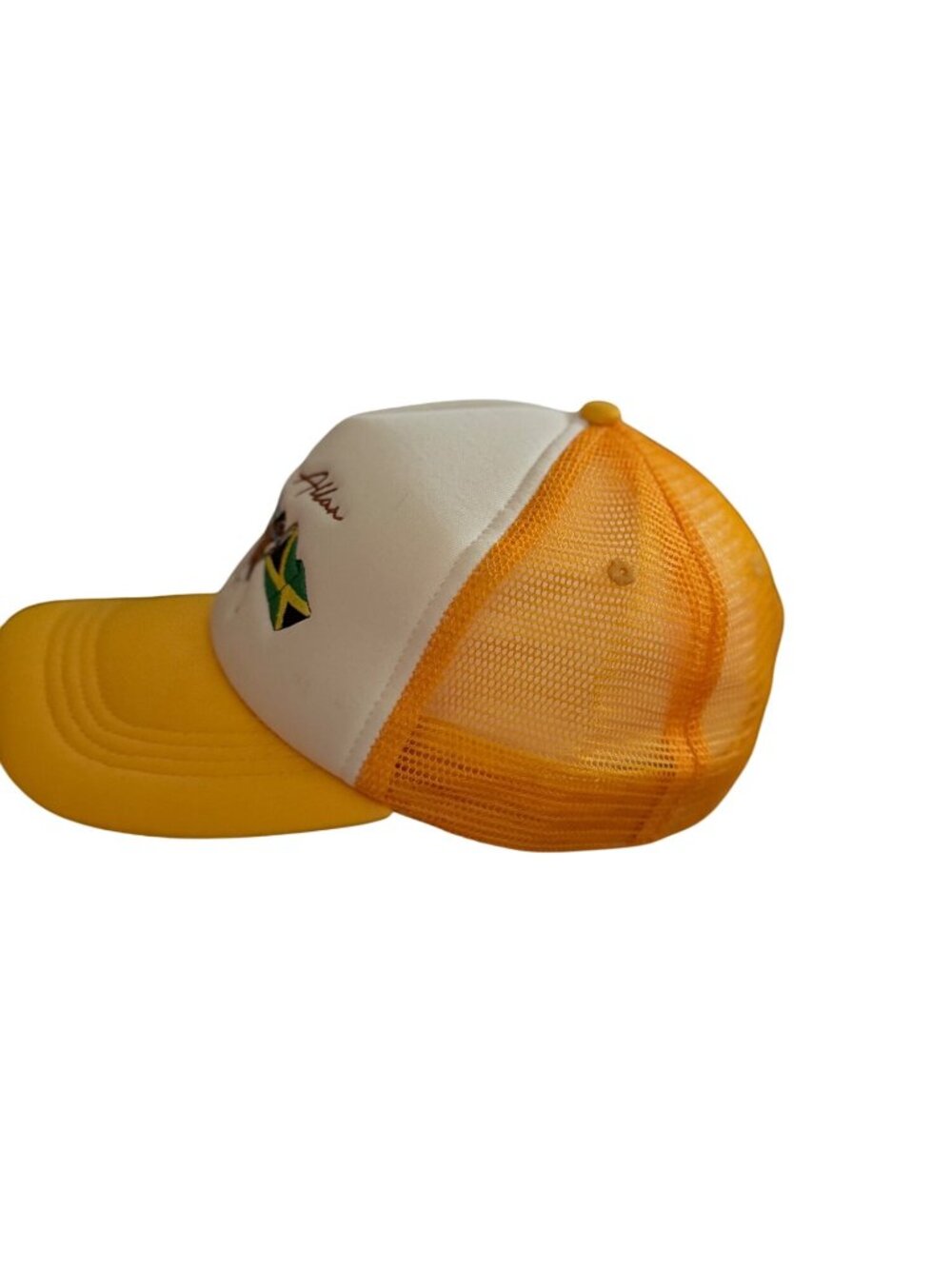 Glory Allan Horse Racing Embroidered Mesh Back Trucker Hat Yellow & White Adjust - Picture 2 of 6